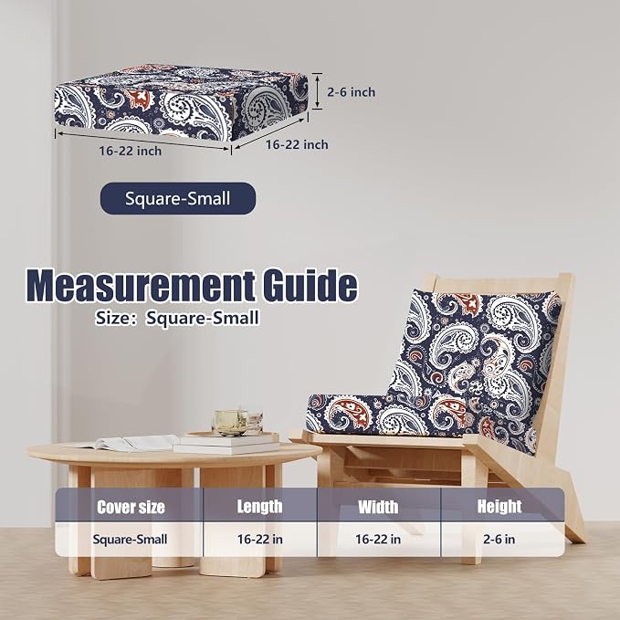 8Pcs Square Small Stretch Patio Cushion Covers, Couch & Sofa Replacement - Image 2