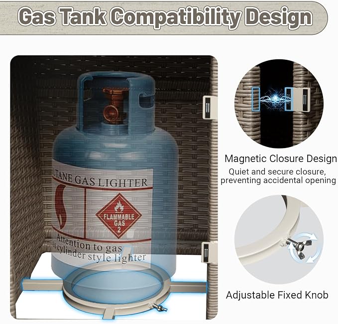Outdoor Bar Table with Storage, Aluminum & PE Wicker Patio Bar Tables, Outdoor - Image 5