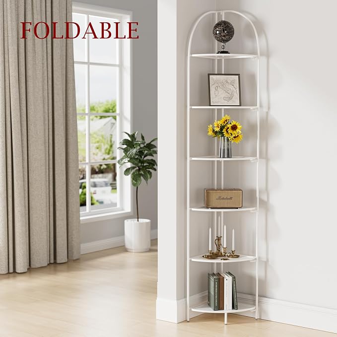 Crofy Foldable 6 Tier Corner Shelf, Metal Corner Plant Stand - Image 2