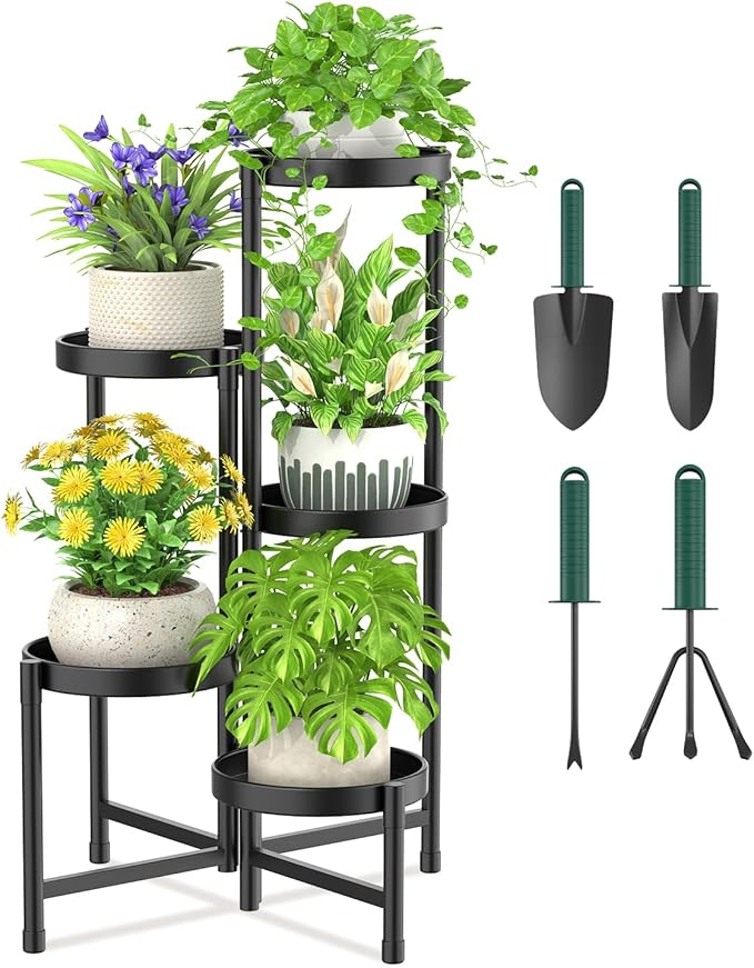 iDavosic.ly Plant Stand with Garden Tools, 5 Tier Corner Metal Flower Display by iDavosicly