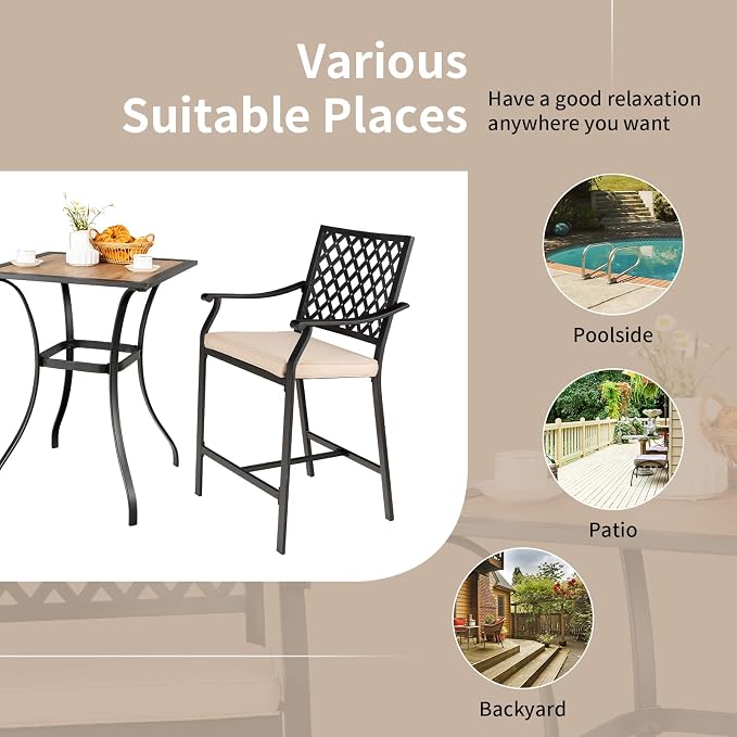 Tangkula 3 Piece Patio Bar Bistro Set, Outdoor Bar Height Stool & Table - Image 9