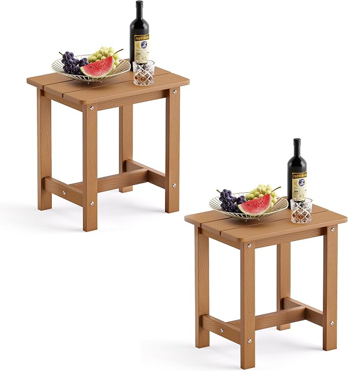 LUE BONA Outdoor Side Table Set of 2, HDPS Small Outdoor Adirondack Side Tables by LUEBONA