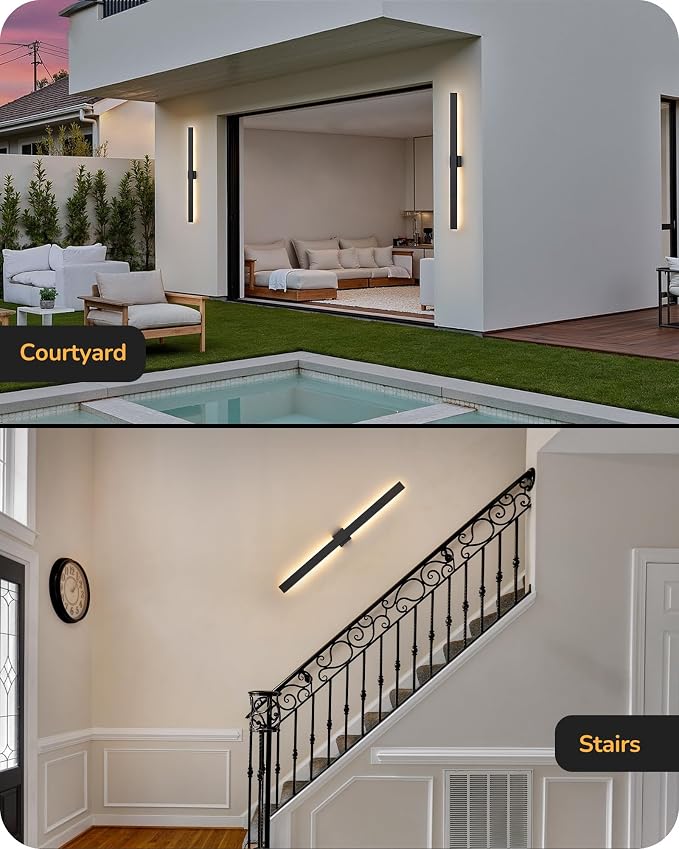EDISHINE 47" LED Outdoor Wall Lights, 3CCT & 10%-100% Dimmable, IP65 Waterproof - Image 8