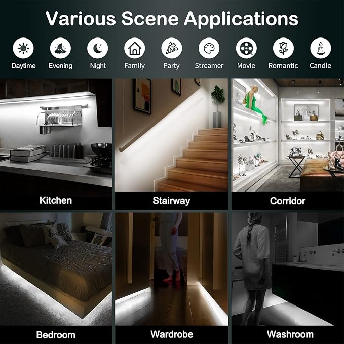 Motion Sensor Lights Indoor Plug-in LED Step Lights Strip - Image 2