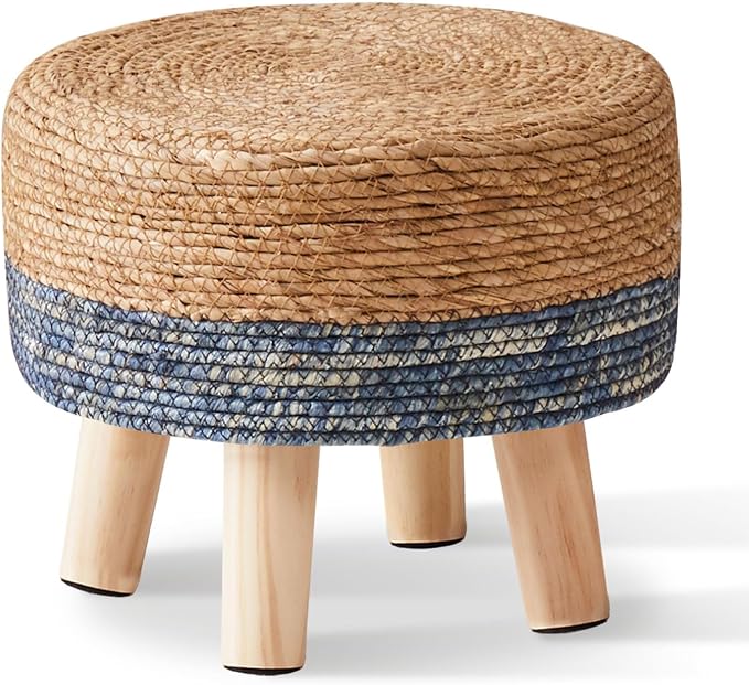 Cpintltr Foot Stool Natural Seagrass Hand Weave Poufs Round Ottoman by CpintltrFruniture