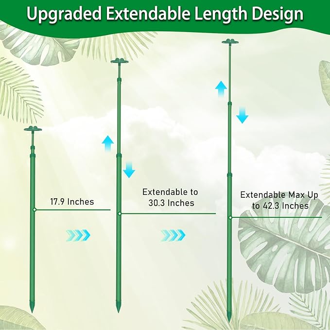 Extendable Plant Stakes, Length Scalable from 17.9IN to 42.3IN Plant Support - Image 3
