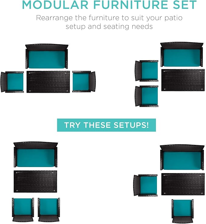Best Choice Products 4-Piece Outdoor Wicker Patio Conversation Furniture Set - Image 2