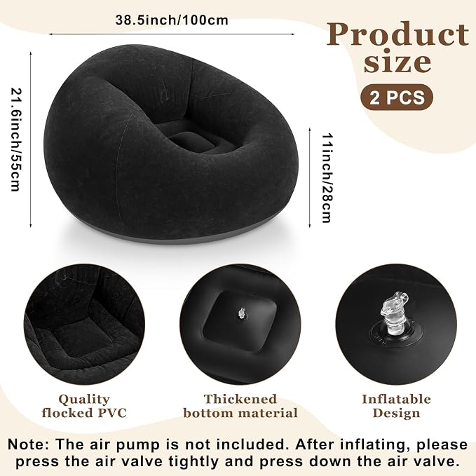 Realspring Inflatable Bean Bag Chairs Outdoor Blow up Camping Chairs Inflatable - Image 3