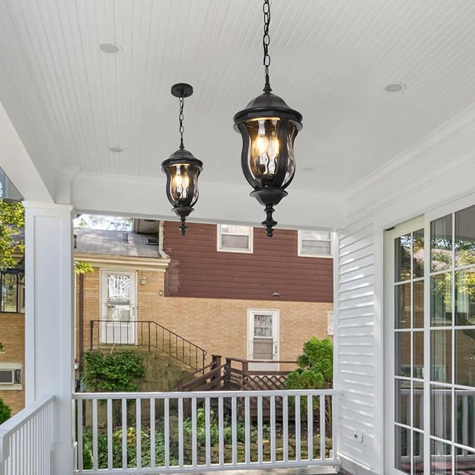 Large Outdoor Pendant Light Fixtures, 19.1'' Exterior Hanging Lantern Porch - Image 7