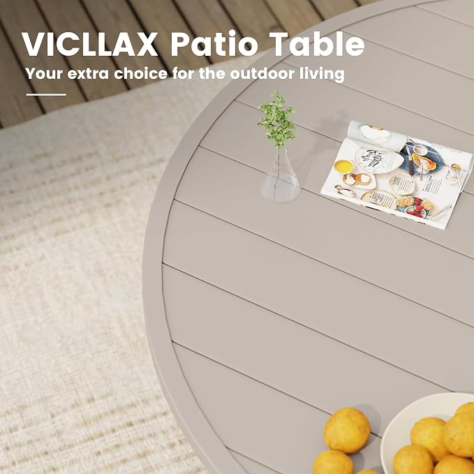 VICLLAX 60" Round Patio Table, Outdoor Dining Table - Image 6