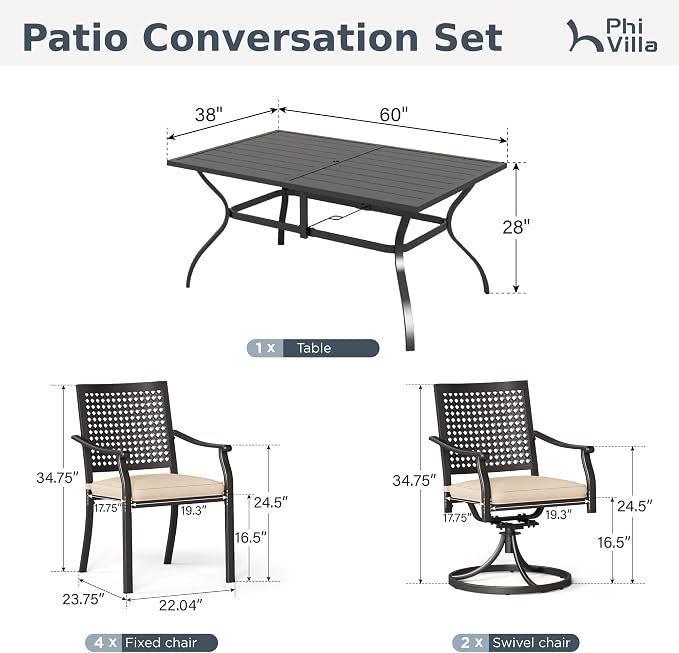 PHI VILLA 7 Pieces Outdoor Dining Set - Image 9