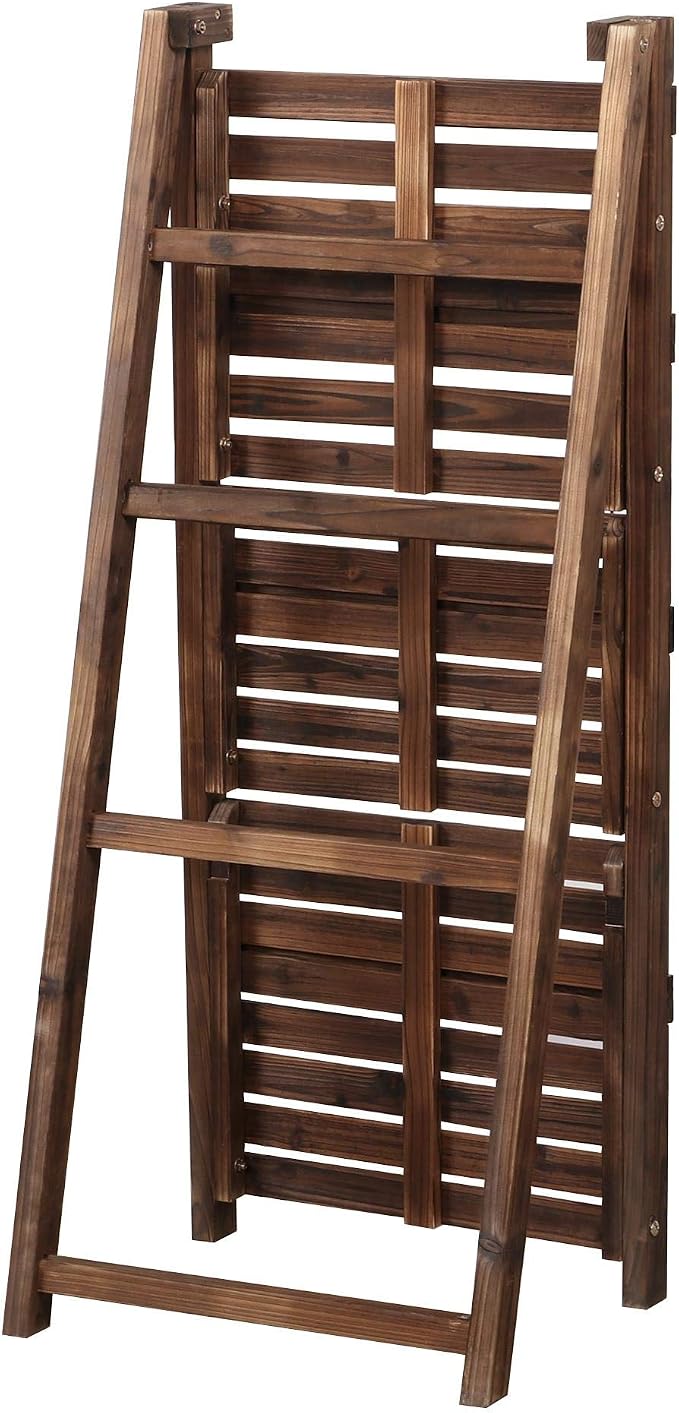 Yaheetech Foldable Ladder Shelf Wooden Plant Stand Indoor Outdoor Shelves No - Image 7