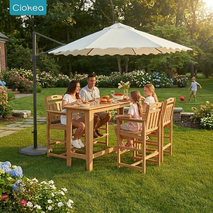 Ciokea 3 Pcs Outdoor Bar Height Table Set, Heavy-Duty All-Weather HDPE Patio - Image 2