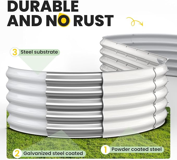 Galvanized Raised Garden Bed 8x2x1.5 FT, Oval Metal Raised Garden Bed Outdoor - Image 7