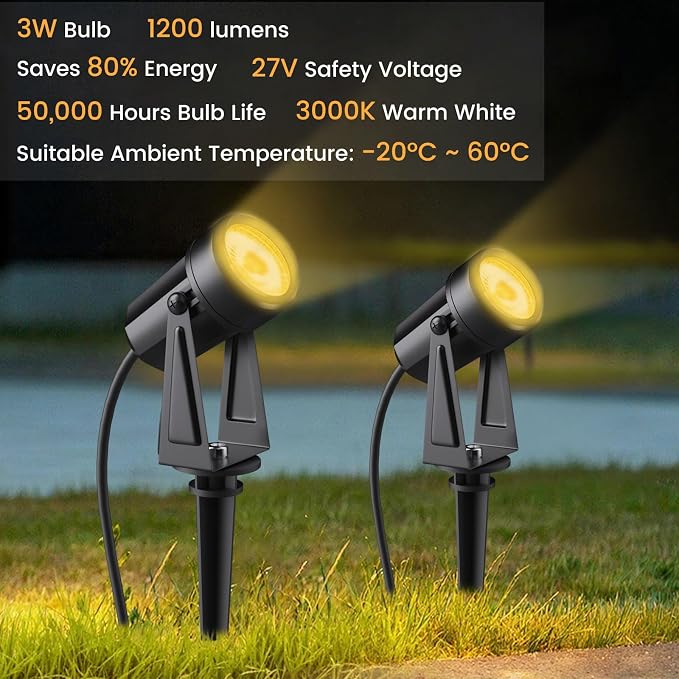 Low Voltage Landscape Lighting, 4 Pack Outdoor LED Landscape Spotlights - Image 4