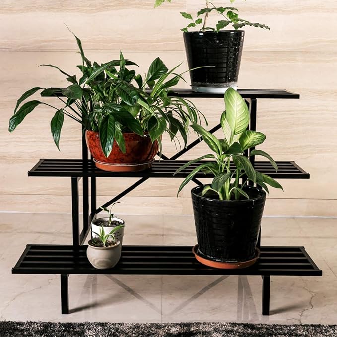 Zhongma 3 Tier Sturdy Metal Plant Stand, L35.43 x W26 x H23.6 inch, Heavy Duty by Zhongma