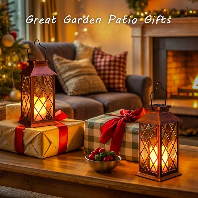 2Pack 10" Solar Outdoor Lanterns Waterproof Garden Gifts Women, Halloween - Image 2