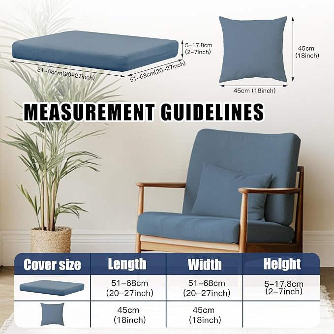 12-Piece Outdoor Cushion & Pillow Cover Set, 8 Seat Covers + 4 Pillow Covers - Image 2