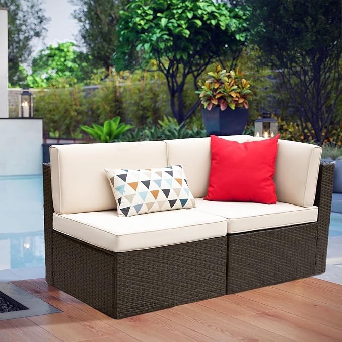 Devoko Patio Furniture Sofa Sets Outdoor All-Weather Sectional Corner Sofa and - Image 2
