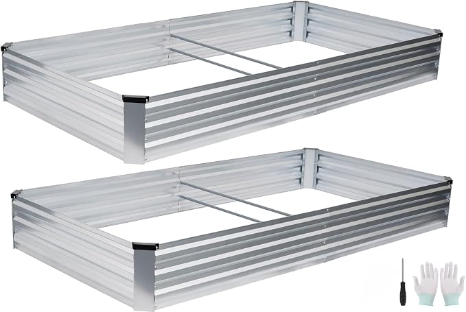 Galvanized Raised Garden Bed Outdoor | Metal Raised Garden Bed by Zettfuly