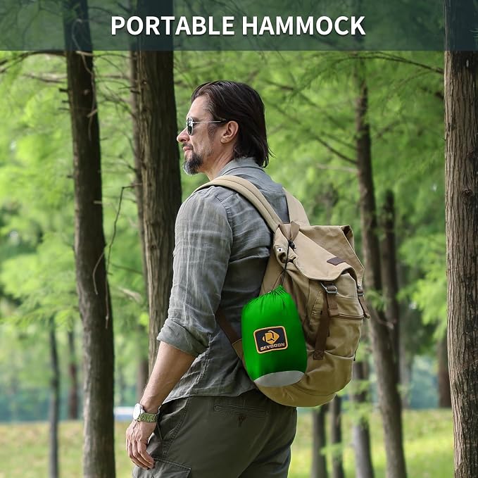 Camping Hammock with Net, Portable Lightweight Double Hammocks with Tree Straps - Image 5