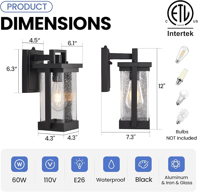 Outdoor Wall Lights, Waterproof Outdoor Wall Sconce - Image 6