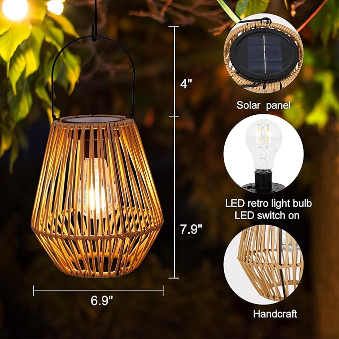 Solar Lanterns, Livinlarge Solar Lights Outdoor Waterproof Boho Light - Image 7