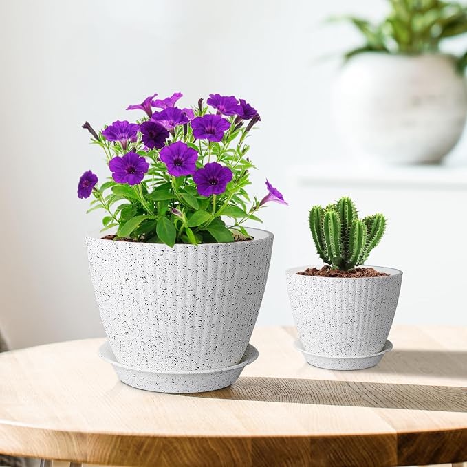 7/6.2/5.5/5/4.5/4 inch Flower Pots, 6 Pack Plant Pots - Image 7