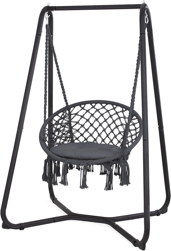 SUNCREAT Hammock Chair with Stand Included, Heavy Duty Hanging Chair with Stand - Image 3