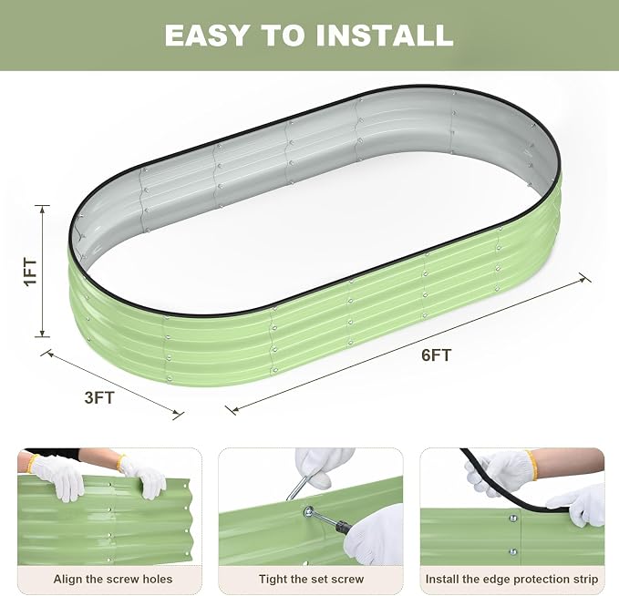 Raised Garden Bed, Oval Metal Planter Box - Image 5