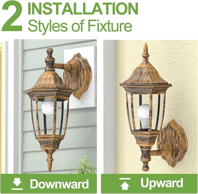 EMART Outdoor Porch Light, Brushed Gold, Anti-Corrosion Plastic Material - Image 3
