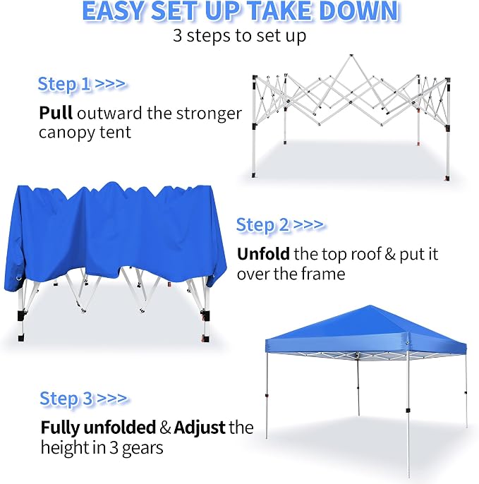 Pop Up Canopy 8X8 FT, Portable Sun Instant Shelter w/Backpack Bag, Waterproof - Image 6