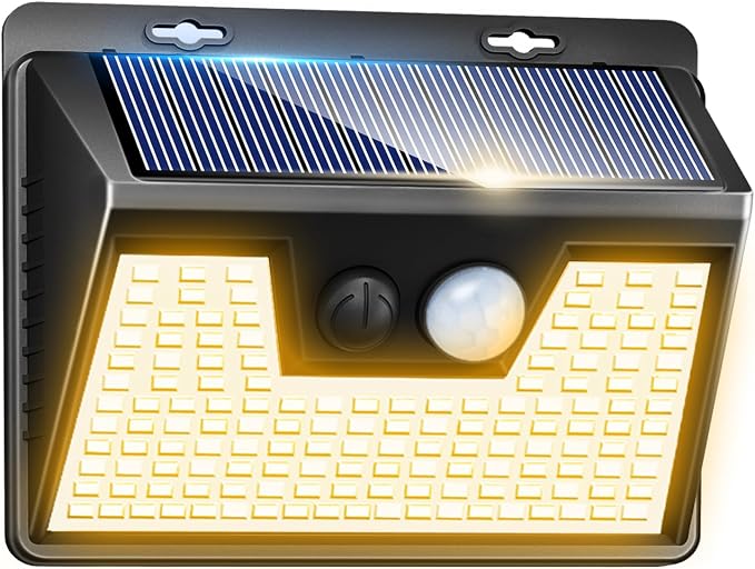Peasur Solar Lights Outdoor Waterproof, Warm White Motion Sensor Lights Dusk to by Peasur