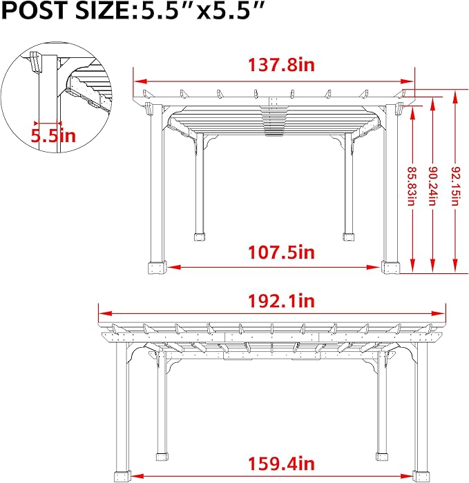 MUPATER 12' x16' Wooden Pergola Kit - Image 2