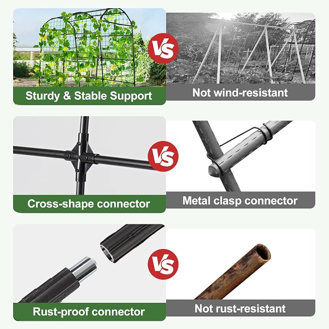 Garden Arch Tunnel Trellis for Climbing Plants Outdoor, 7 ft Tall Metal Walkway - Image 5