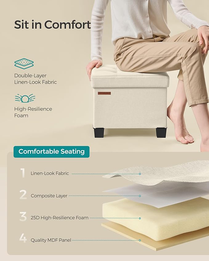 SONGMICS Storage Ottoman, Small Ottoman Foot Rest - Image 5