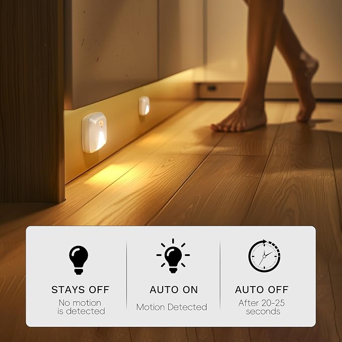 6-Pack Stick-on Motion Sensor Lights, Warm White LED Night Light, - Image 5