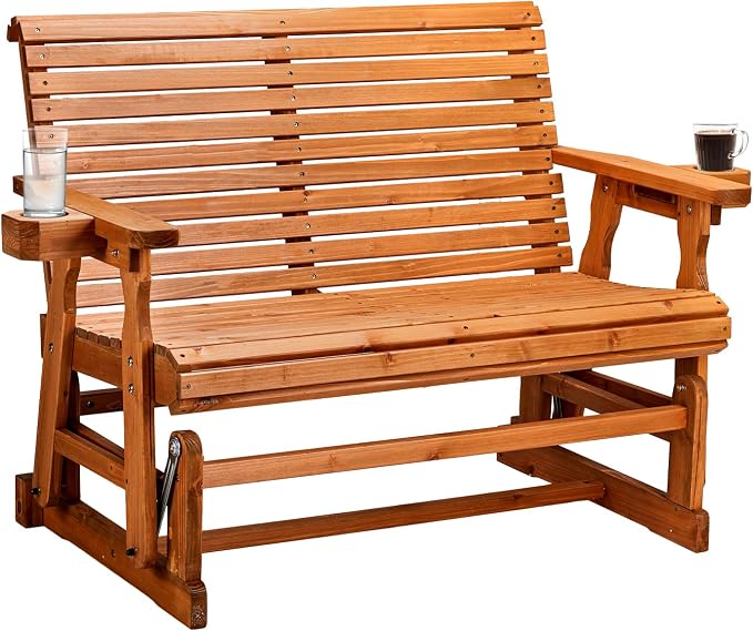 VINGLI Outdoor Glider Wood Patio Chair by VINGLI