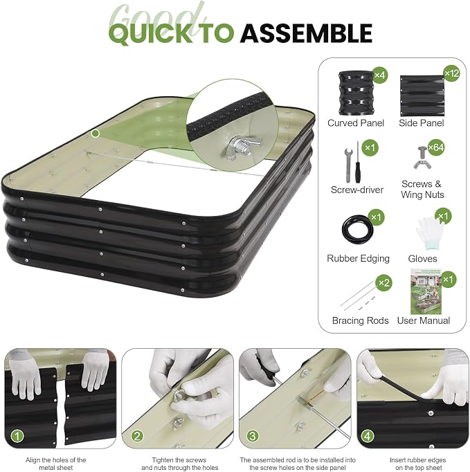 G GOOD GAIN 4-in-1 Adjustable Raised Garden Bed Kit | Galvanized Planter Boxes - Image 7