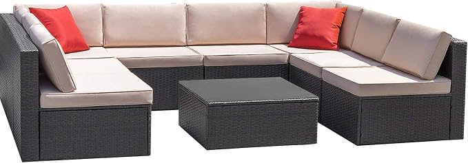 Devoko 9 Pieces Outdoor Sectional Sofa All-Weather Patio Furniture Sets Manual by DEVOKO