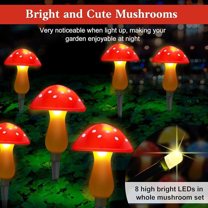 Mushroom Solar Lights Outdoor Waterproof, Whimsical and Cute Solar Mushrooms - Image 4