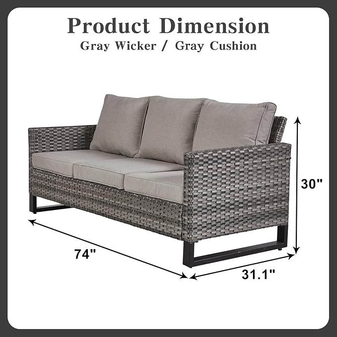 Belord 6 Piece Outdoor Furniture Patio Wicker Sofa Set, Oversize Outdoor Dining - Image 3