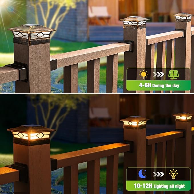 Solar Post Cap Lights Outdoor 8pack, Waterproof Solar Powered Deck Fence Post - Image 2