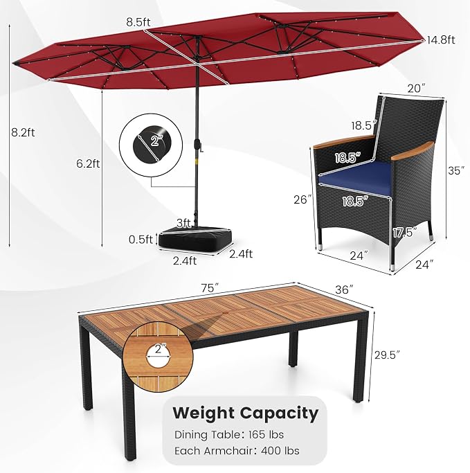 Tangkula 11 Pieces Patio Dining Set - Image 5