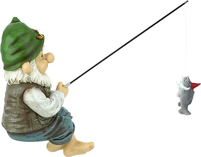 Design Toscano Ziggy with Fishing Pole Garden Gnome Indoor/Outdoor Shelf Sitter - Image 5