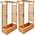 Raised Garden Bed with Wood Trellis Set of 2 Outdoor Planter Box by Anraja