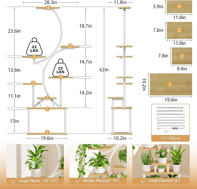 Plant Stand Indoor with Grow Lights - Image 6