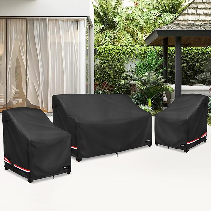 Patio Furniture Covers, 3 Piece Heavy Duty Waterproof Outdoor Furniture Covers - Image 8