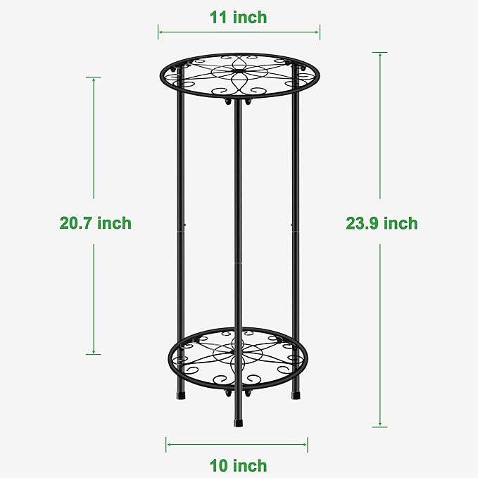 CASIMR Plant Stand Indoor Outdoor, Metal Rustproof Flower Shelf 2 Tier 23.9 inch - Image 5
