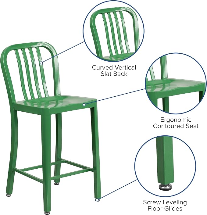 Flash Furniture Commercial Grade 24" High Green Metal Indoor-Outdoor Counter - Image 4